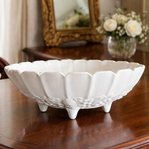Vintage 60's Indiana Milk Glass Footed Bowl 12x8